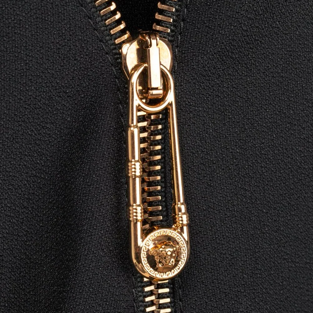 Versace PF20 Black Envers Satin Safety-Pin Short Dress - Picture 7 of 13